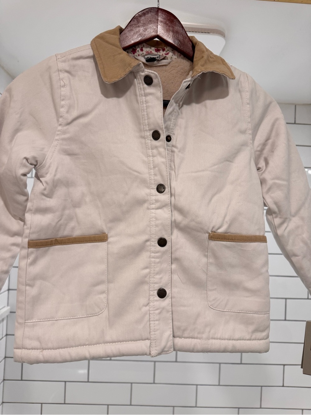 Hunter Cream Utility Jacket with Tan Corduroy Collar